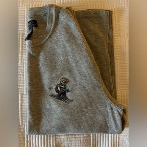 Men’s polo Ralph Lauren gray waffle knit long sleeve, size large, EUC